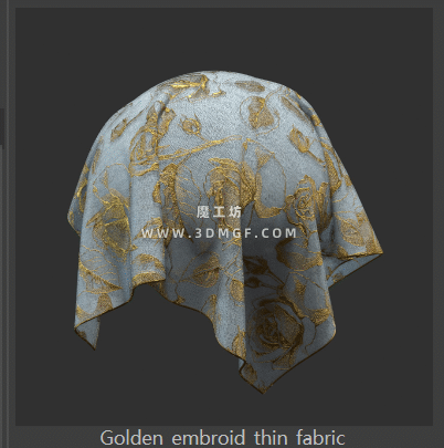 魔工坊-2K金色细织物绣花布布料材质贴图纹理