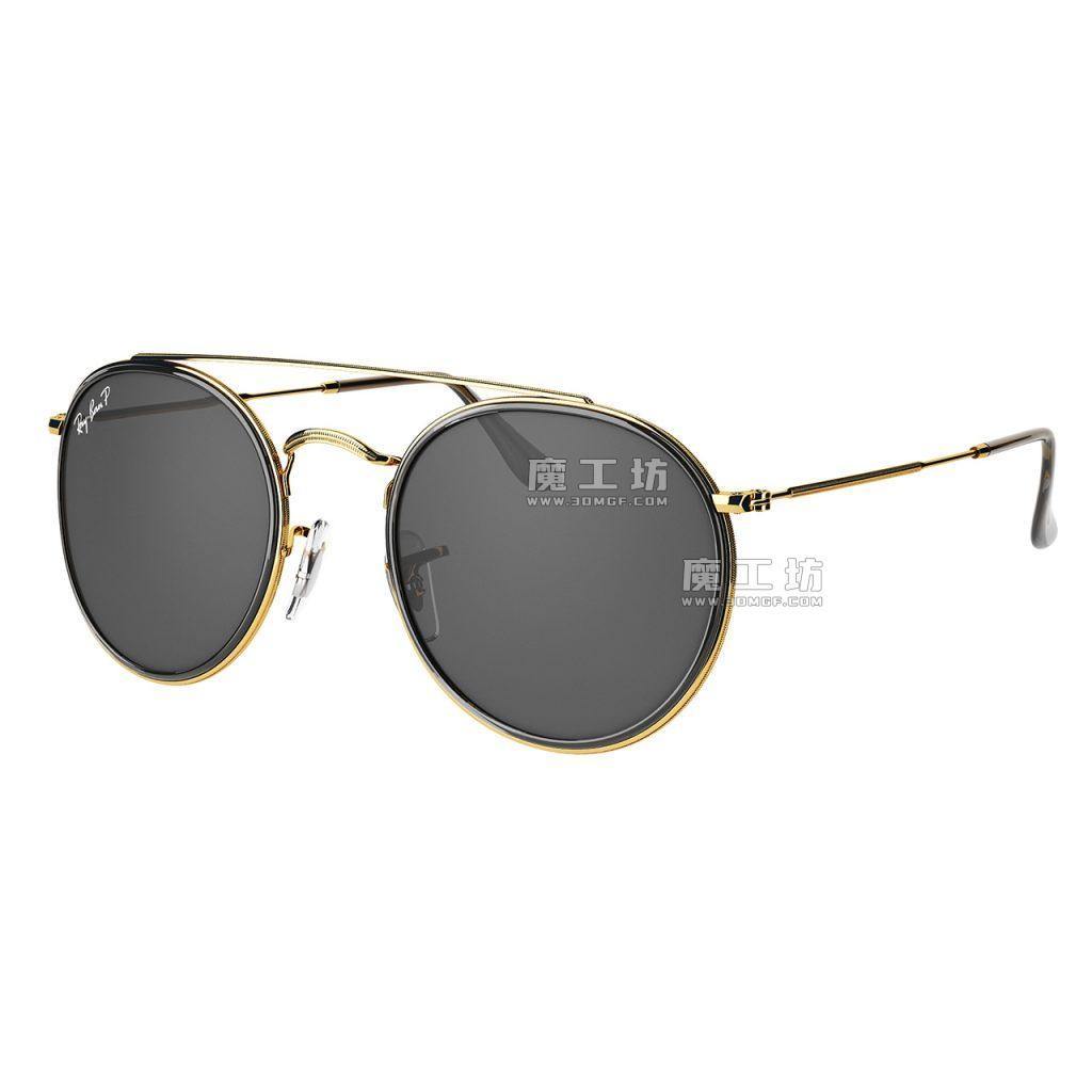 圆形双桥金色太阳镜 by RayBan