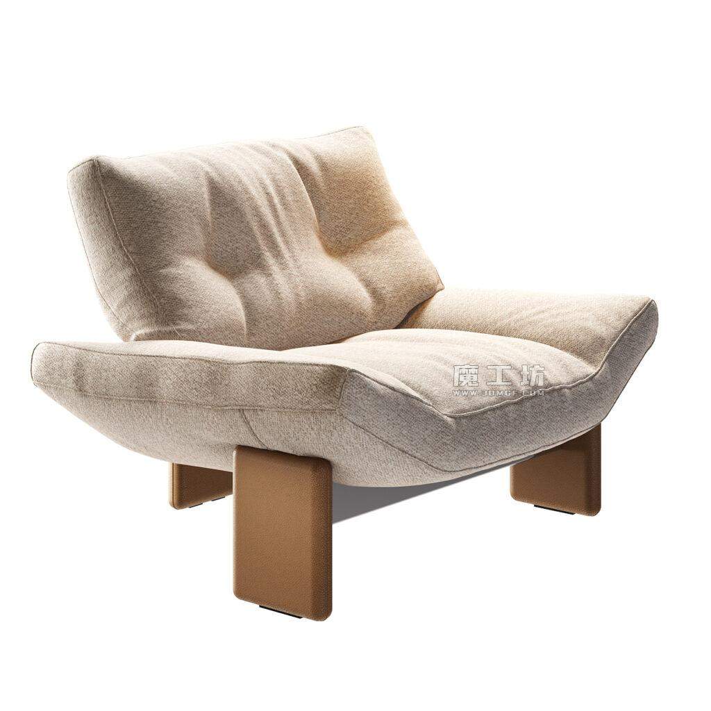 Minotti Emmi 扶手椅 Textile Leather