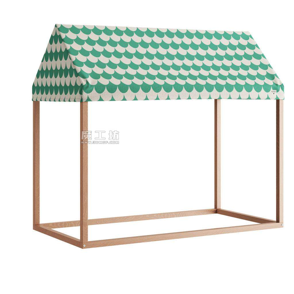 Nobodinoz 126x66x113 伊维萨绿色鳞纹小屋