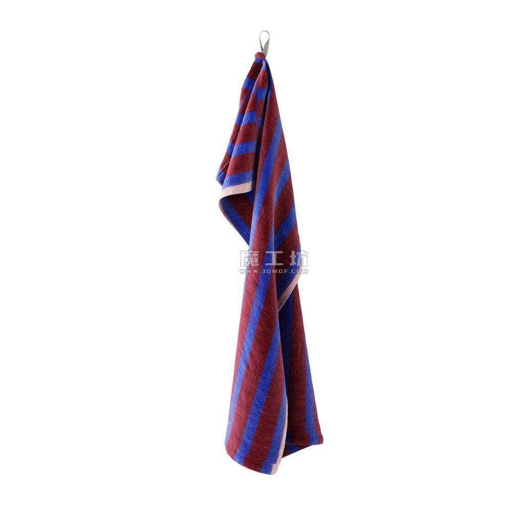 Ferm Living Hale Tea Brown Navy Blue Towel