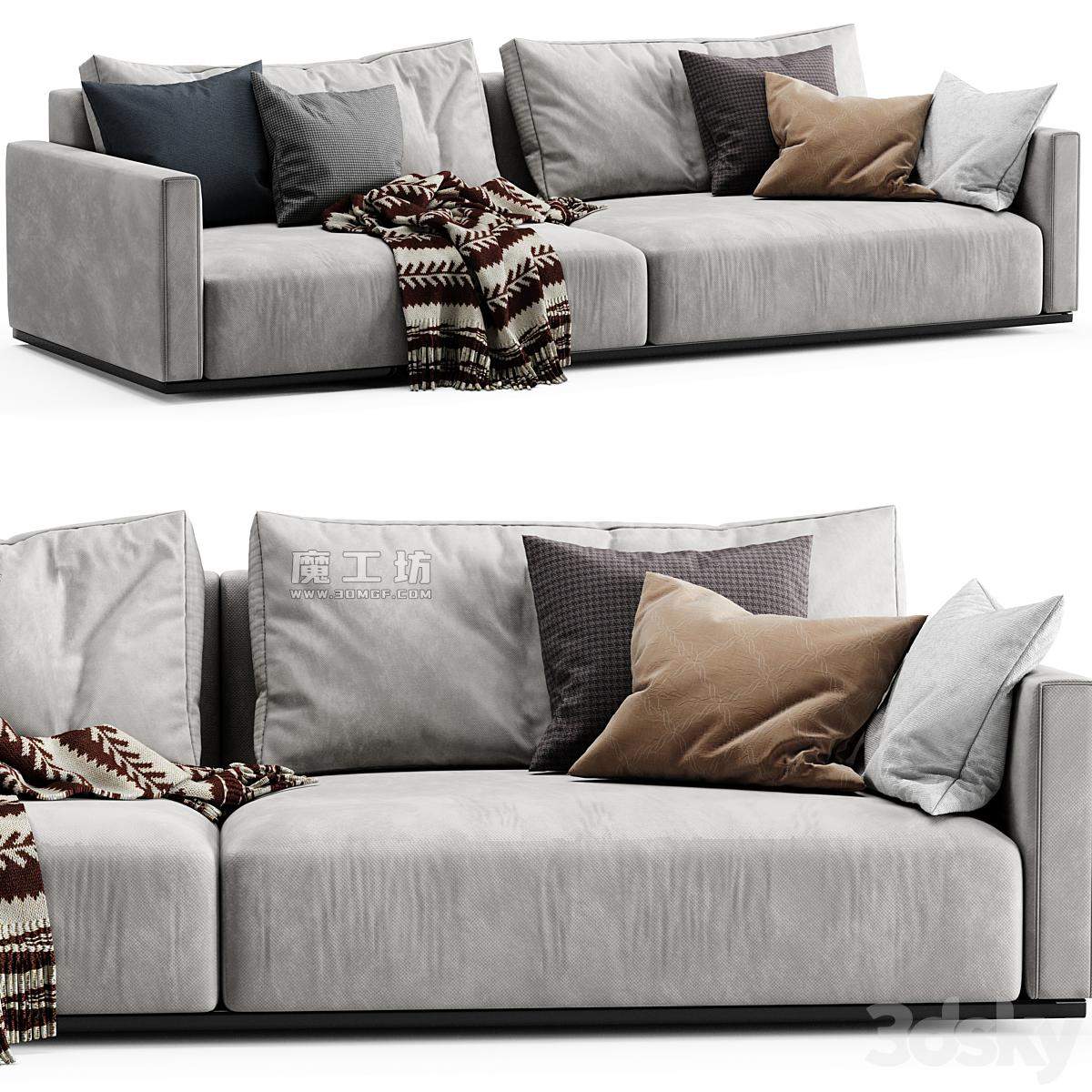 Minotti Torri 2 Seat Sofa 3D模型