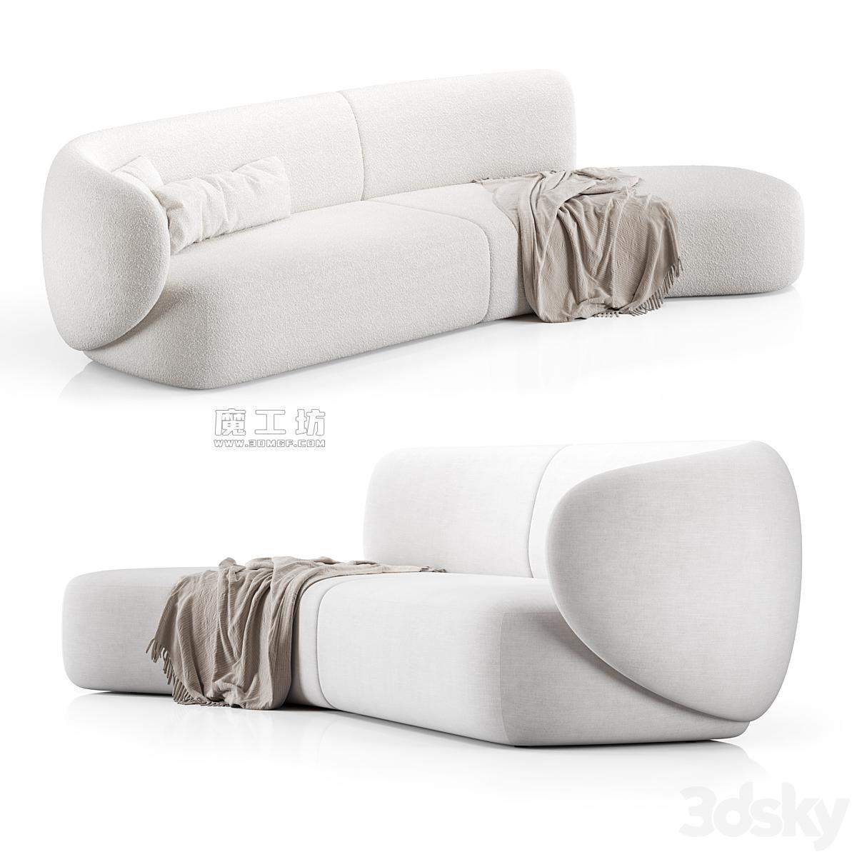 Swell Sofa Curved 2015 V Ray 3D模型