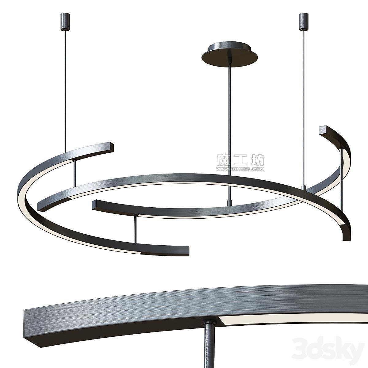 Ring Line Modern Chandelier 3D模型