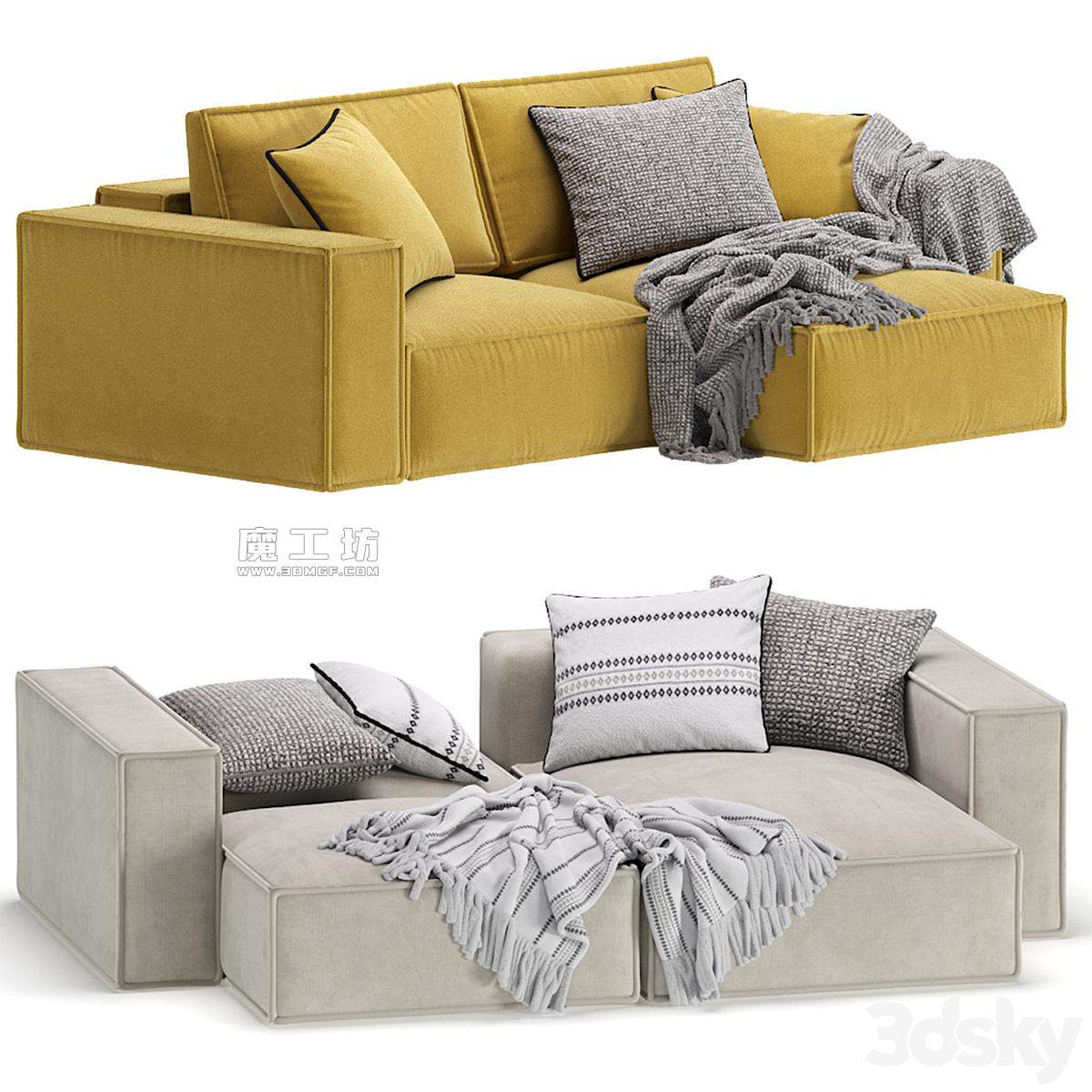 Corner Sofa Ebi Happy Yellow 2013 Corona 3D模型